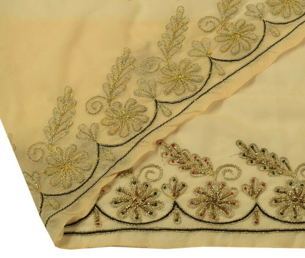 Vintage Sari Border Indian Craft Sewing Trim Hand Beaded Embroidered Ribbon Lace