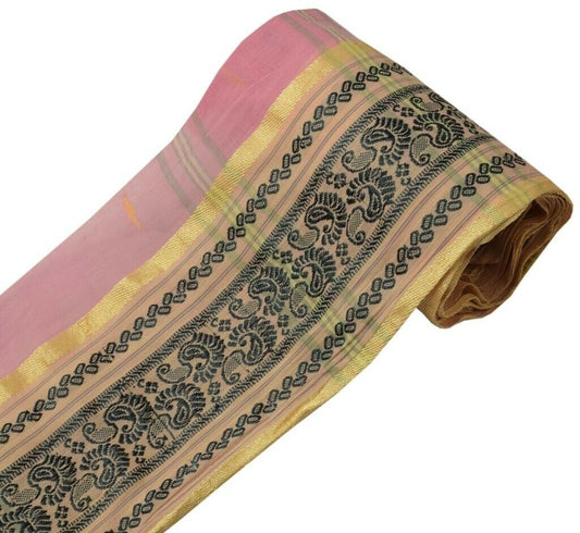 5" W Vintage Sari Border Indian Craft Sewing Trim Woven Pure Cotton Ribbon Lace