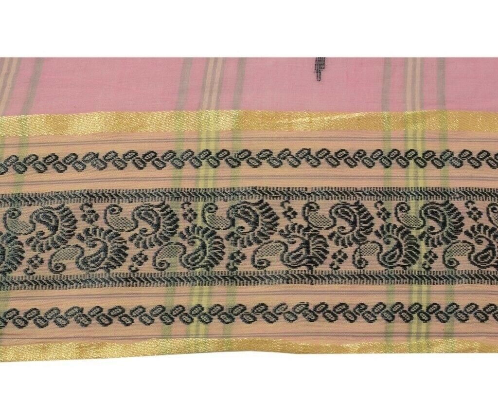 5" W Vintage Sari Border Indian Craft Sewing Trim Woven Pure Cotton Ribbon Lace