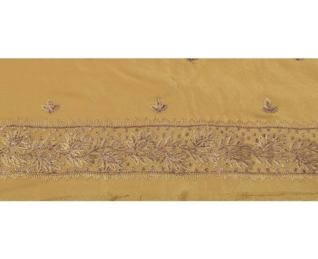 Vintage Sari Border Indian Craft Sewing Trim Embroidered Ribbon Lace Light Brown