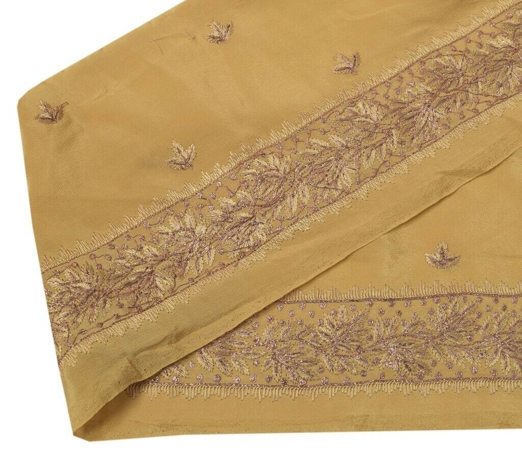 Vintage Sari Border Indian Craft Sewing Trim Embroidered Ribbon Lace Light Brown