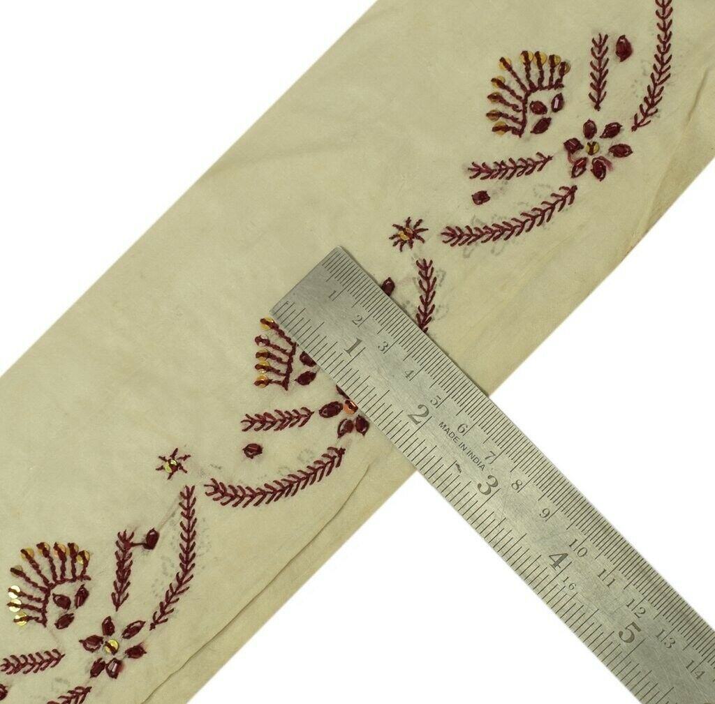 Vintage Sari Border Indian Craft Sewing Trim Beaded Embroidered Ribbon Lace