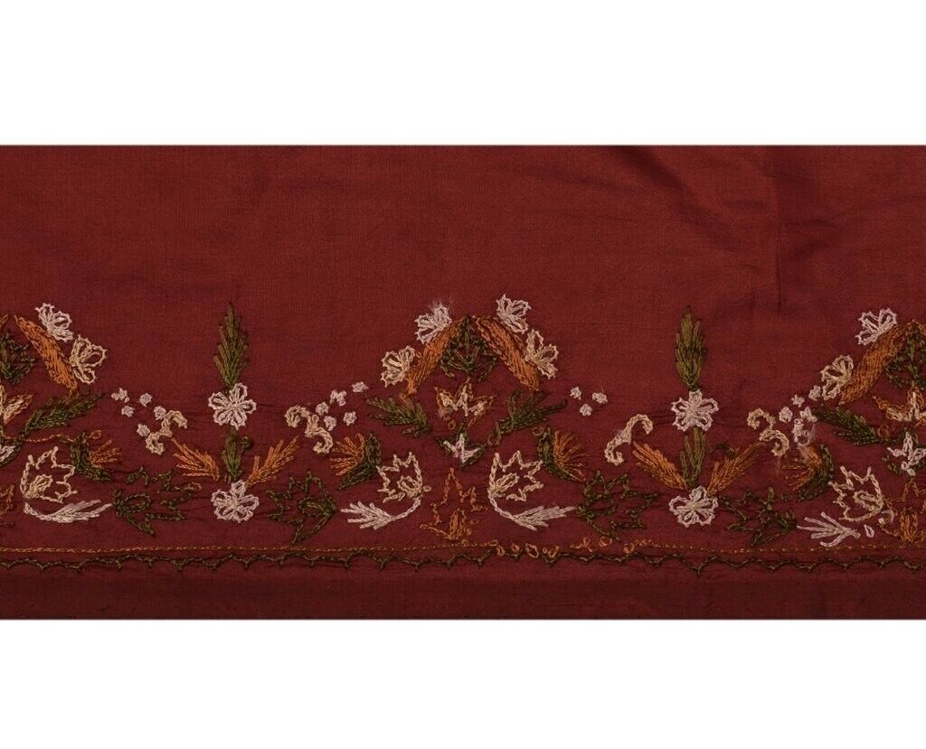 Vintage Sari Border Indian Craft Sewing Trim Embroidered Ribbon Lace Maroon