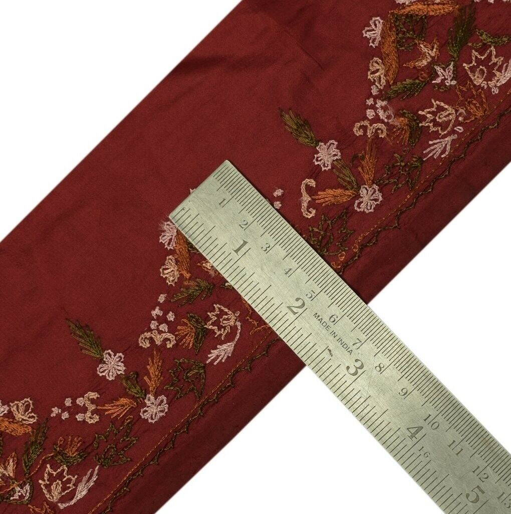 Vintage Sari Border Indian Craft Sewing Trim Embroidered Ribbon Lace Maroon