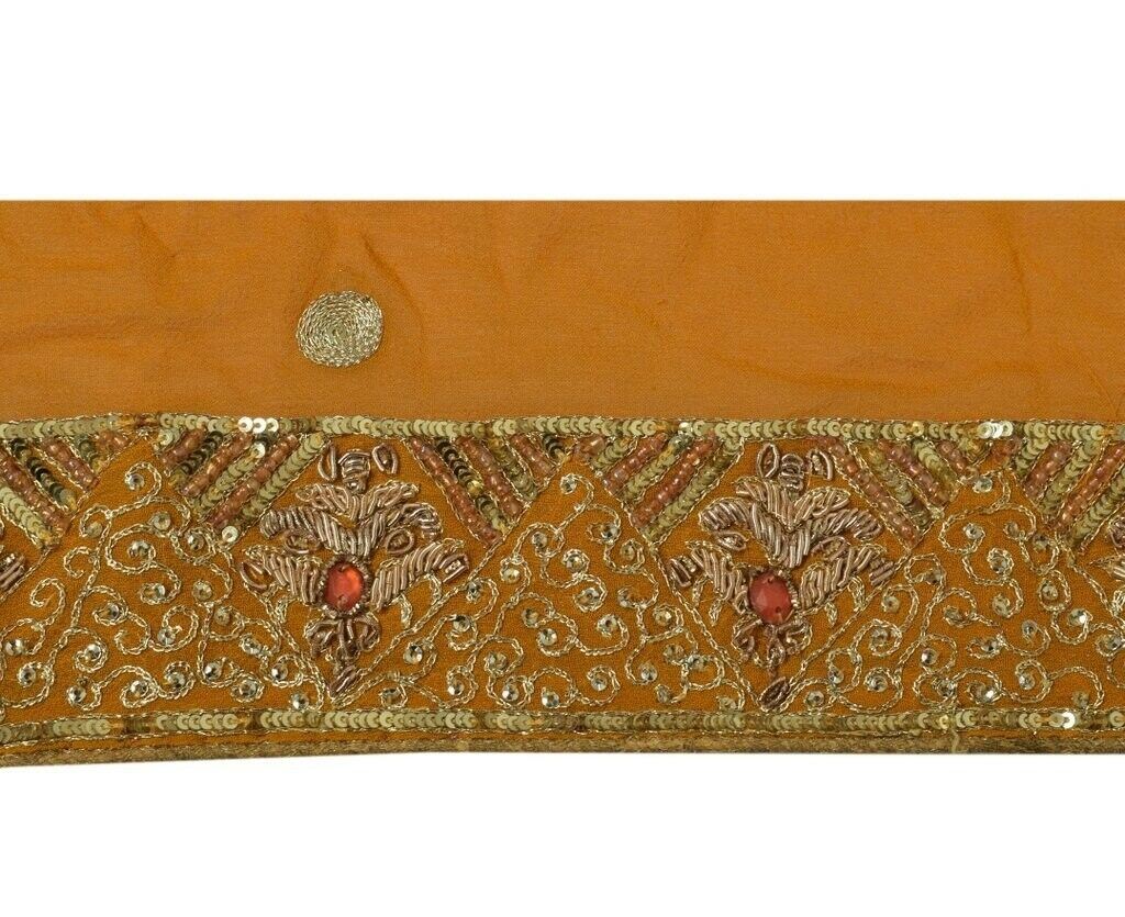 2" W Vintage Sari Border Indian Craft Trim Hand Beaded Embroidered Ribbon Lace