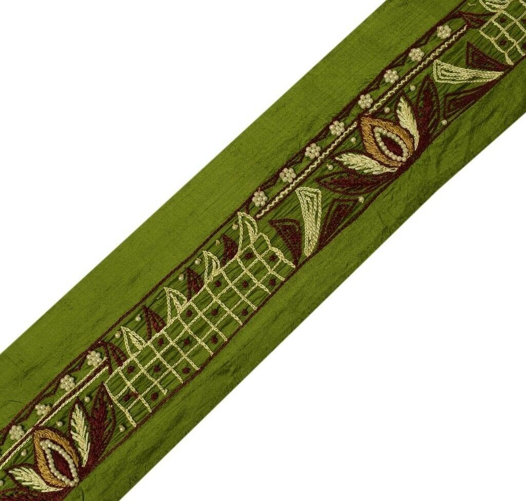 Vintage Sari Border Indian Craft Sewing Trim Embroidered Beaded Pearls Lace