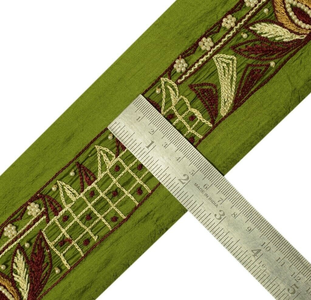 Vintage Sari Border Indian Craft Sewing Trim Embroidered Beaded Pearls Lace