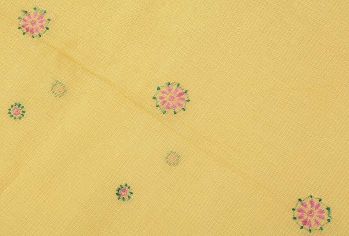 Vintage Indian Saree 100% Pure Cotton Hand Embroidered Scrap Fabric for Craft