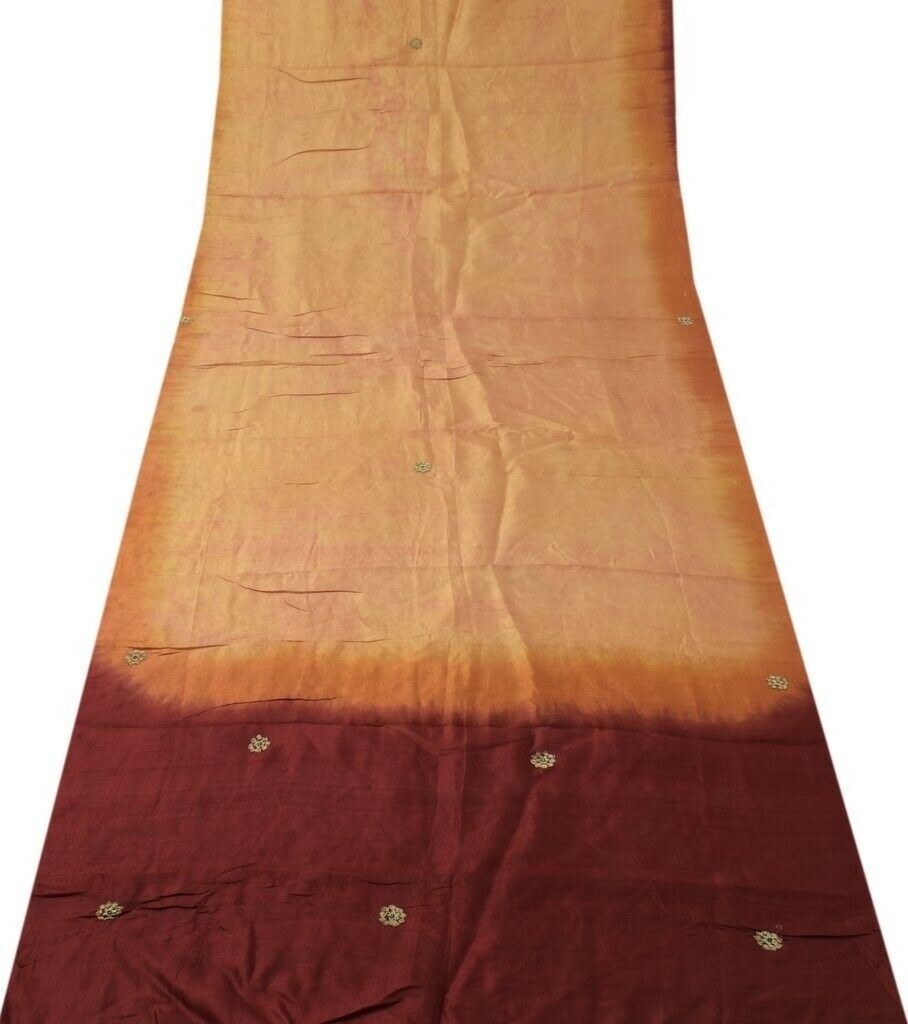 2.45 Meters 100% Pure Silk Vintage Sari Remnant Scrap Fabric for Sewing Craft