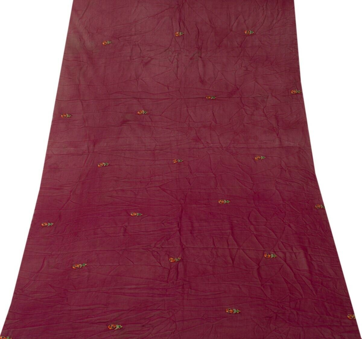 Pure Georgette Silk Embroidered Vintage Sari Remnant Scrap Fabric for Sew Craft