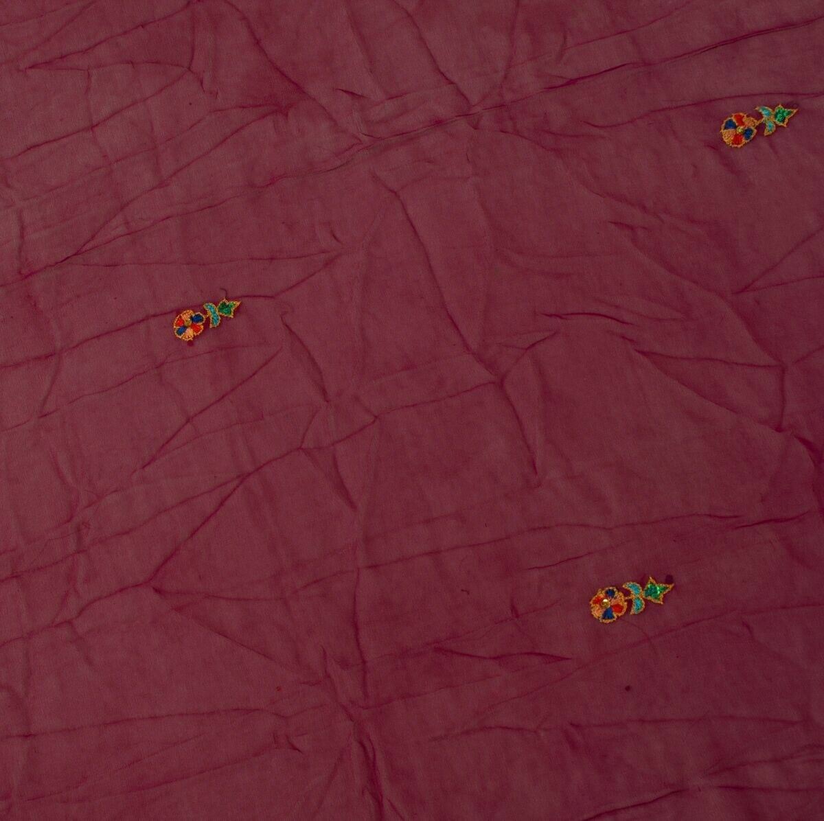 Pure Georgette Silk Embroidered Vintage Sari Remnant Scrap Fabric for Sew Craft