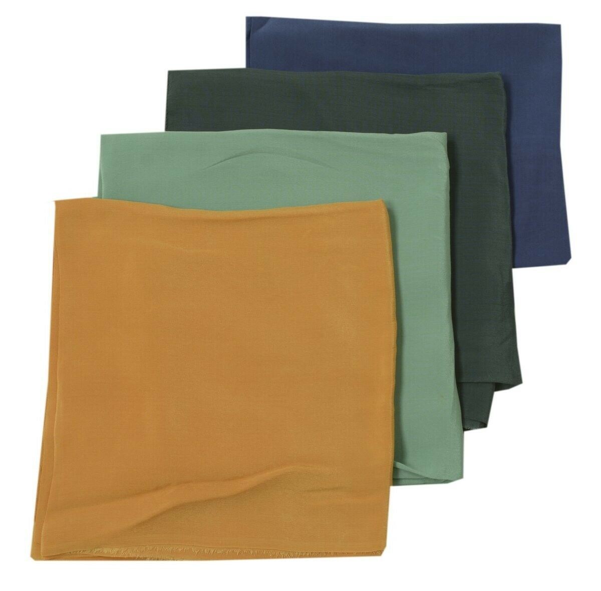 Lot of 4 Pc 100% Pure Crepe Silk Vintage Saree Remnant Scrap Fabric Sew Craft 17
