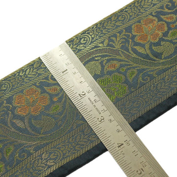 3 Yard Woven Zari Brocade Indian Faux Silk Border Trim Lace Ribbon Gray