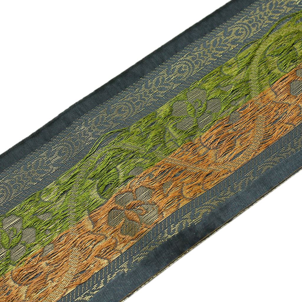 3 Yard Woven Zari Brocade Indian Faux Silk Border Trim Lace Ribbon Gray