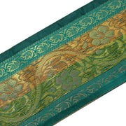 3 Yard Woven Zari Brocade Indian Faux Silk Border Trim Lace Ribbon Teal Green