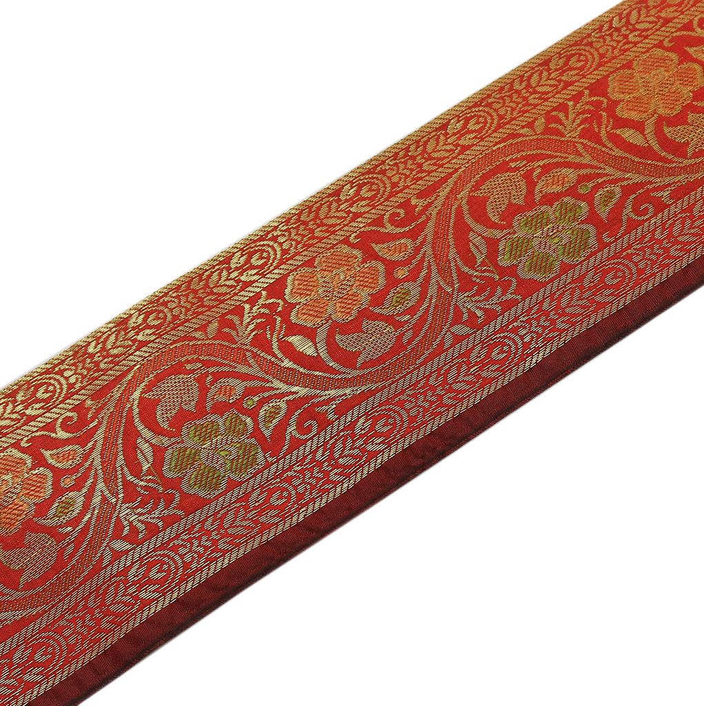 3 Yard Woven Zari Brocade Indian Faux Silk Border Trim Lace Ribbon Red