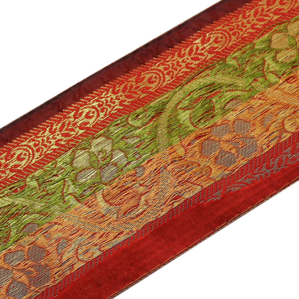 3 Yard Woven Zari Brocade Indian Faux Silk Border Trim Lace Ribbon Red