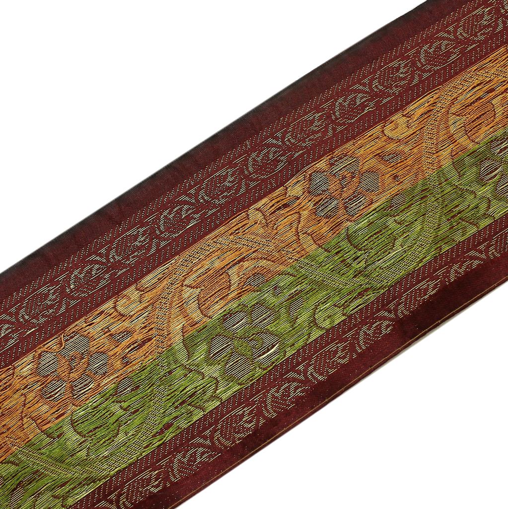3 Yard Woven Zari Brocade Indian Faux Silk Border Trim Lace Ribbon Garnet
