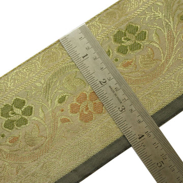 3 Yard Woven Zari Brocade Indian Faux Silk Border Trim Lace Ribbon Cream Shades