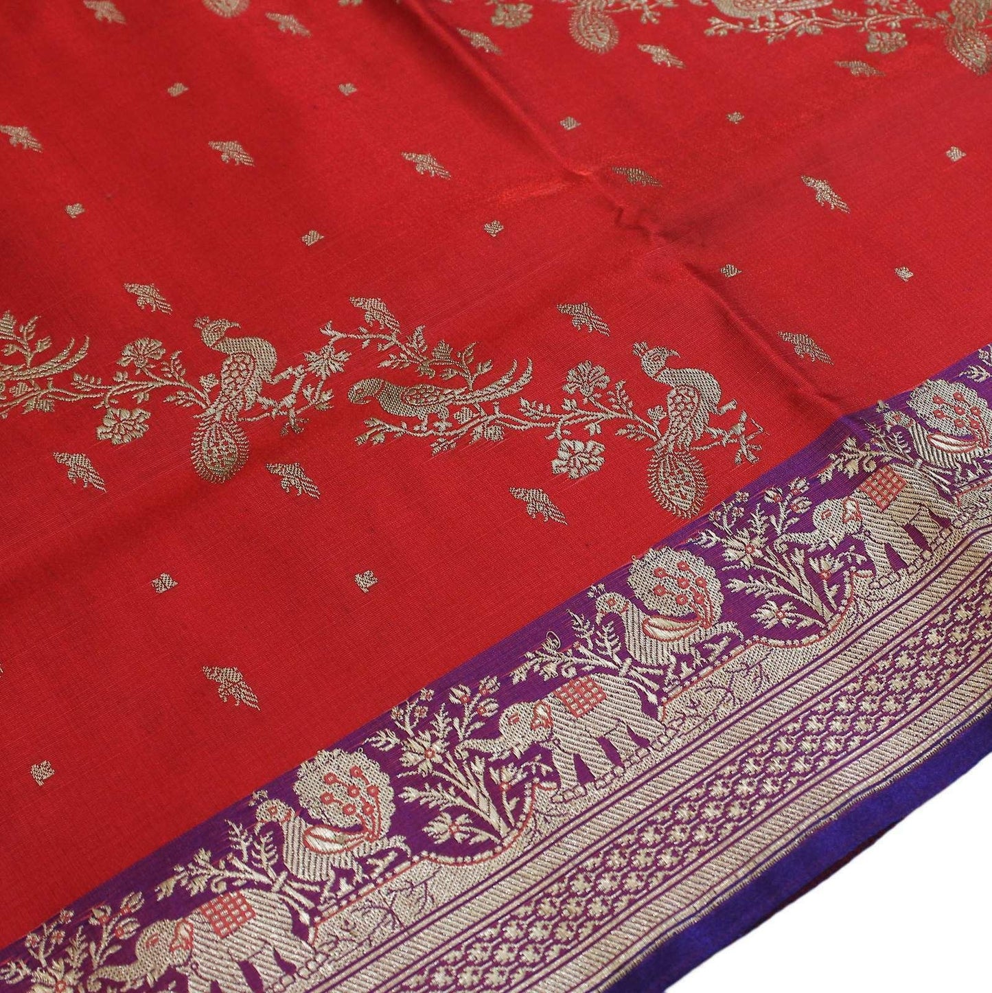 Indian Art Silk Heavy Banarasi Saree Woven Zari Brocade Ethnic Sari Peach