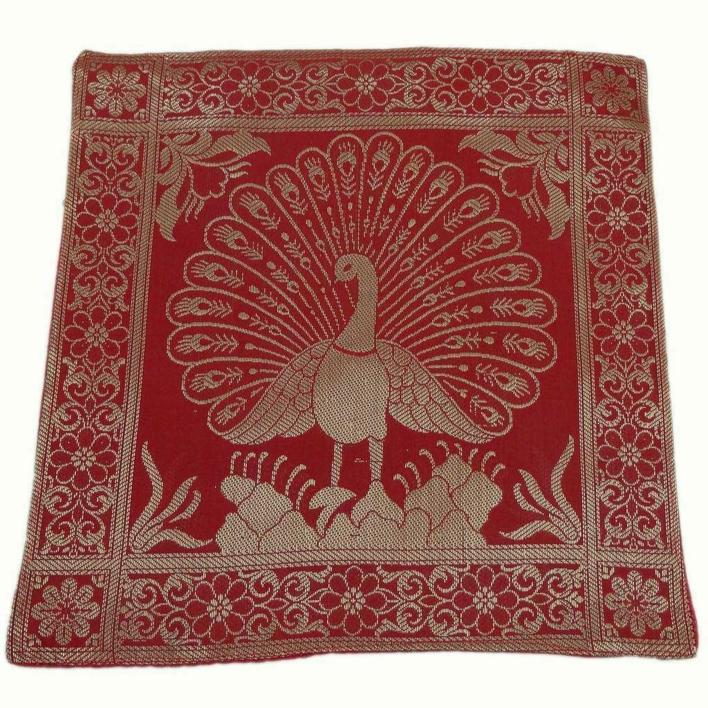 Art Silk Woven Zari Brocade Table Mat Multi Purpose Fabric Red