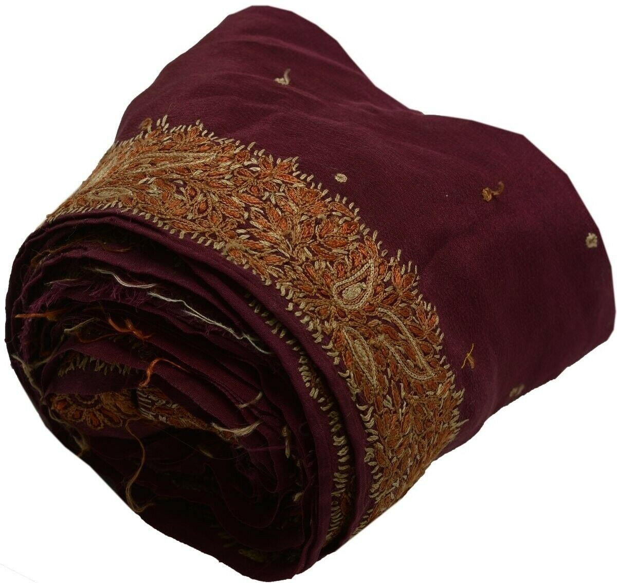 Vintage Sari Border Indian Craft Trim Hand Embroidered Lace Maroon / Purple