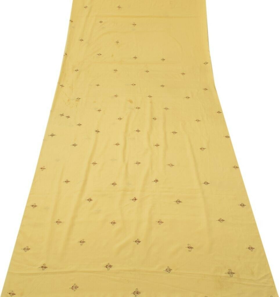 Blend Crepe Vintage Sari Remnant Scrap Fabric for Sewing Craft Cream