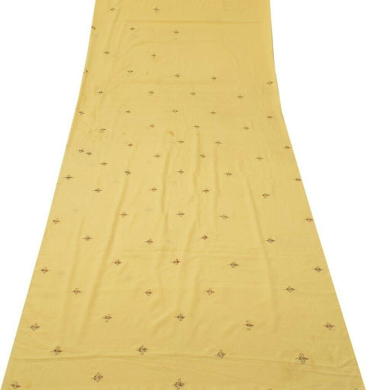 Blend Crepe Vintage Sari Remnant Scrap Fabric for Sewing Craft Cream