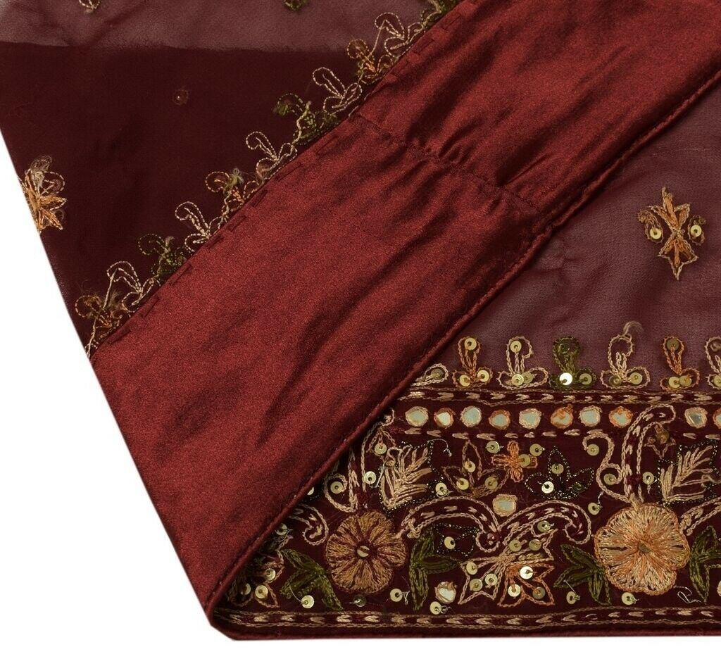 Vintage Sari Border Indian Craft Trim Embroidered Mirror Work Ribbon Lace Maroon