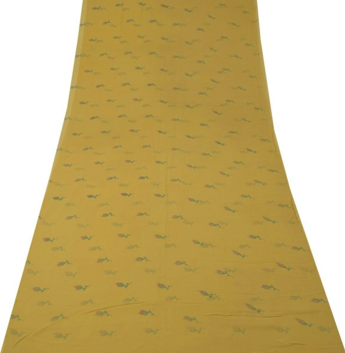 Blend Georgette Silk Vintage Sari Remnant Scrap Fabric for Sewing Craft Cream