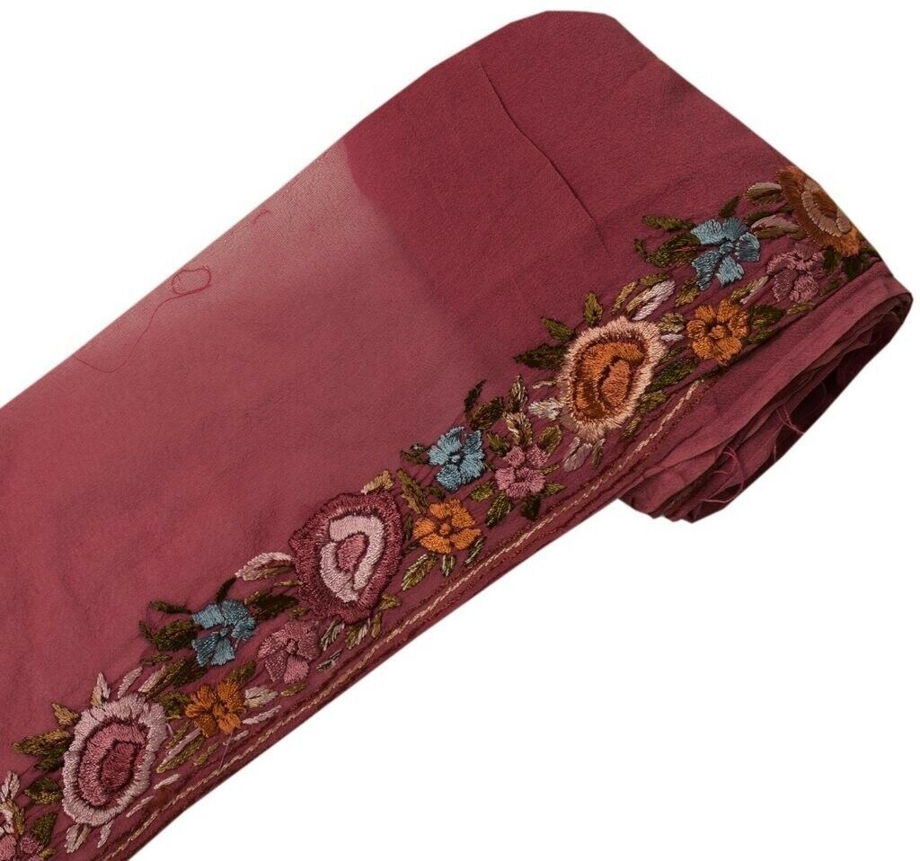 Vintage Sari Border Indian Craft Sewing Trim Hand Embroidered Lace Magenta