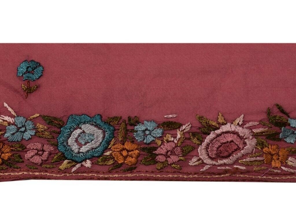 Vintage Sari Border Indian Craft Sewing Trim Hand Embroidered Lace Magenta