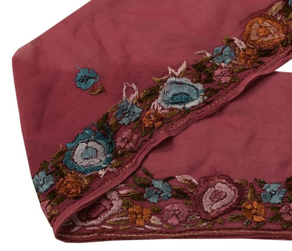 Vintage Sari Border Indian Craft Sewing Trim Hand Embroidered Lace Magenta