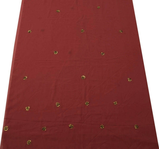 Blend Georgette Silk Vintage Sari Remnant Scrap Fabric for Sewing Craft Maroon