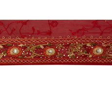 Vintage Sari Border Indian Craft Sew Trim Hand Beaded Sequins Embroidered Lace