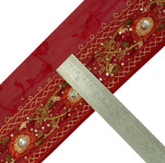 Vintage Sari Border Indian Craft Sew Trim Hand Beaded Sequins Embroidered Lace