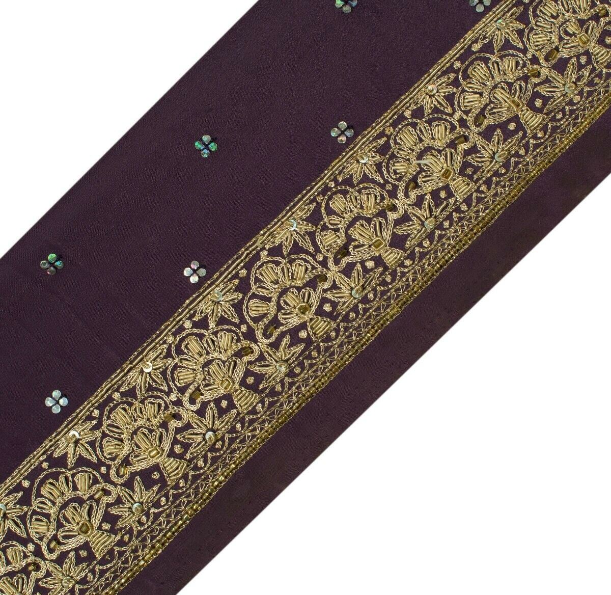 Vintage Sari Border Indian Craft Sewing Trim Hand Beaded Embroidered Ribbon Lace