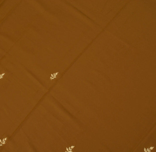 Indian Art Silk Brown Beaded Vintage Sari Remnant Scrap Fabric for Sewing Craft