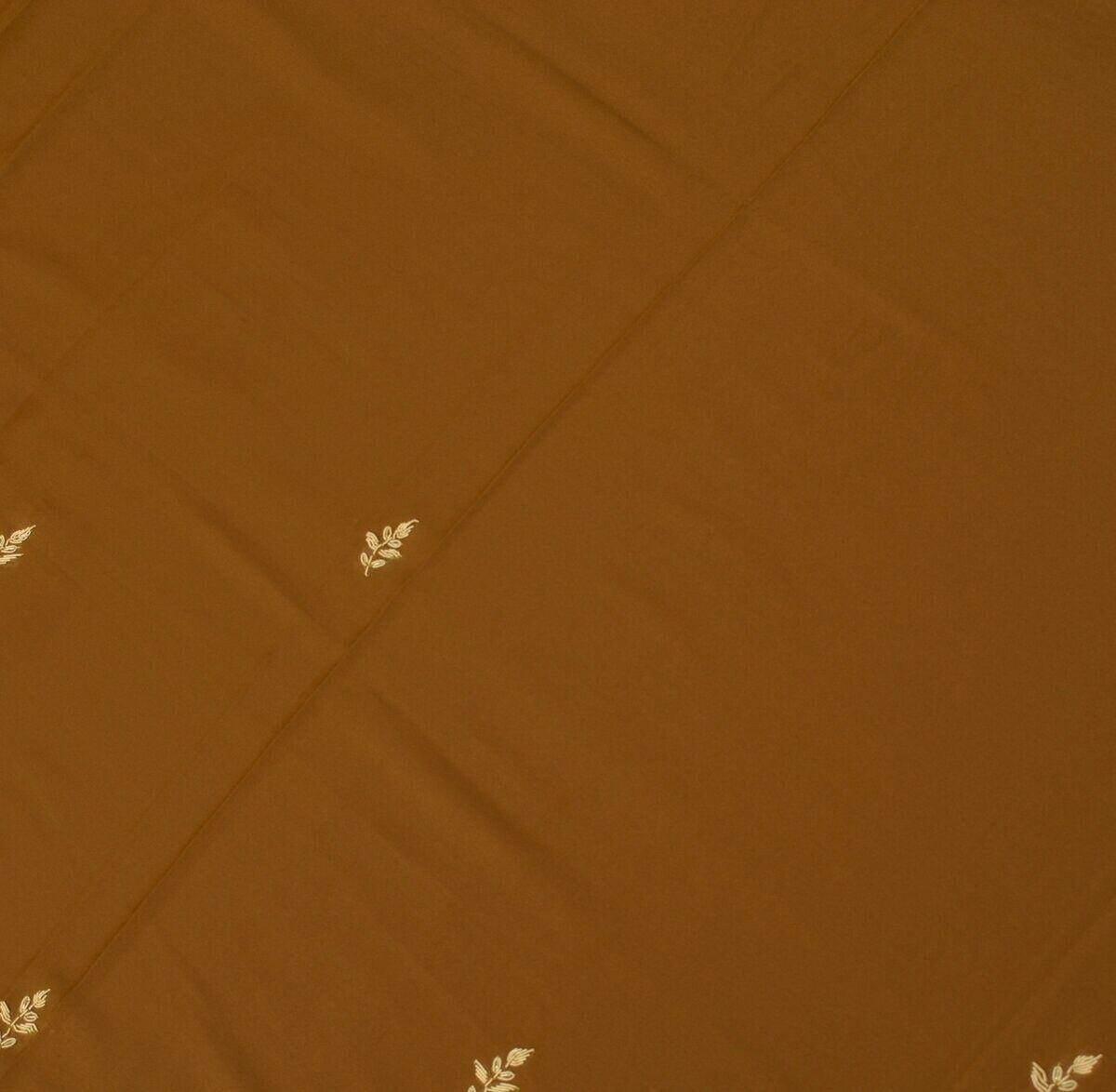 Indian Art Silk Brown Beaded Vintage Sari Remnant Scrap Fabric for Sewing Craft