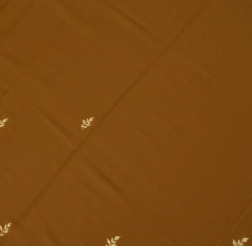 Indian Art Silk Brown Beaded Vintage Sari Remnant Scrap Fabric for Sewing Craft