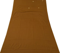 Indian Art Silk Brown Beaded Vintage Sari Remnant Scrap Fabric for Sewing Craft