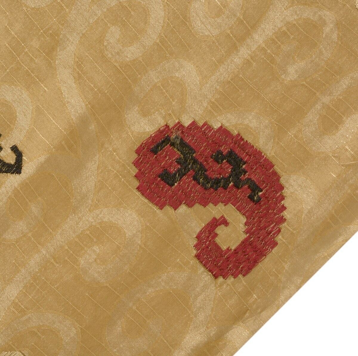 Indian Art Silk Woven Embroidered Vintage Sari Remnant Scrap Fabric Sew Craft