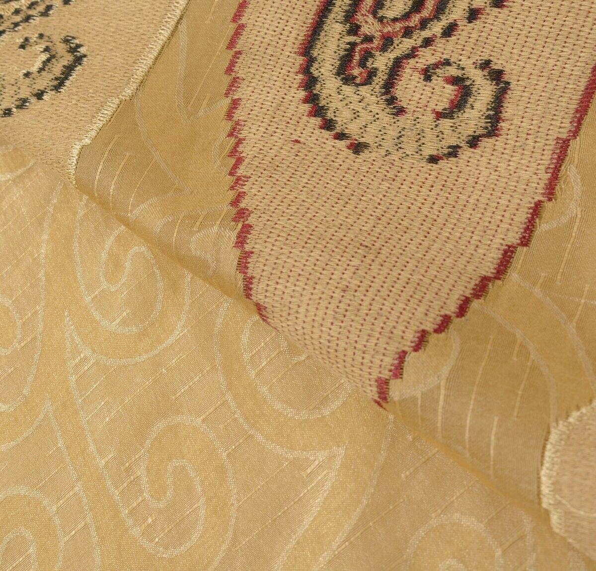 Indian Art Silk Woven Embroidered Vintage Sari Remnant Scrap Fabric Sew Craft
