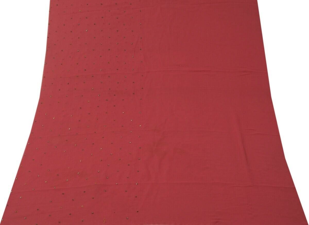 Blend Georgette Silk Magenta Vintage Sari Remnant Scrap Fabric for Sewing Craft