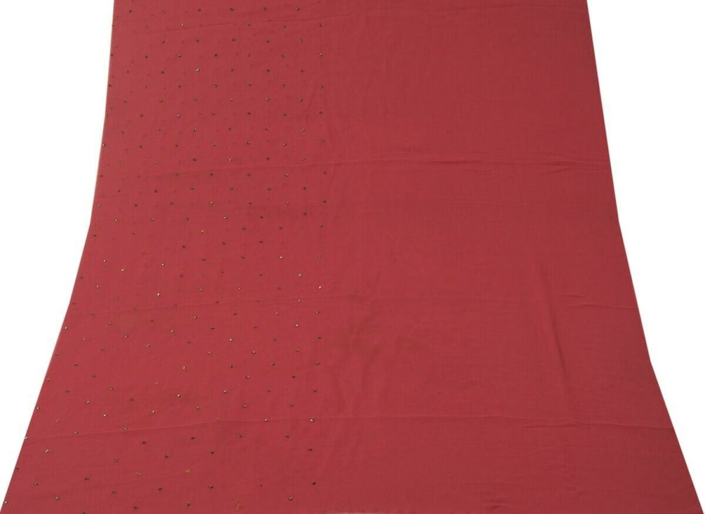 Blend Georgette Silk Magenta Vintage Sari Remnant Scrap Fabric for Sewing Craft