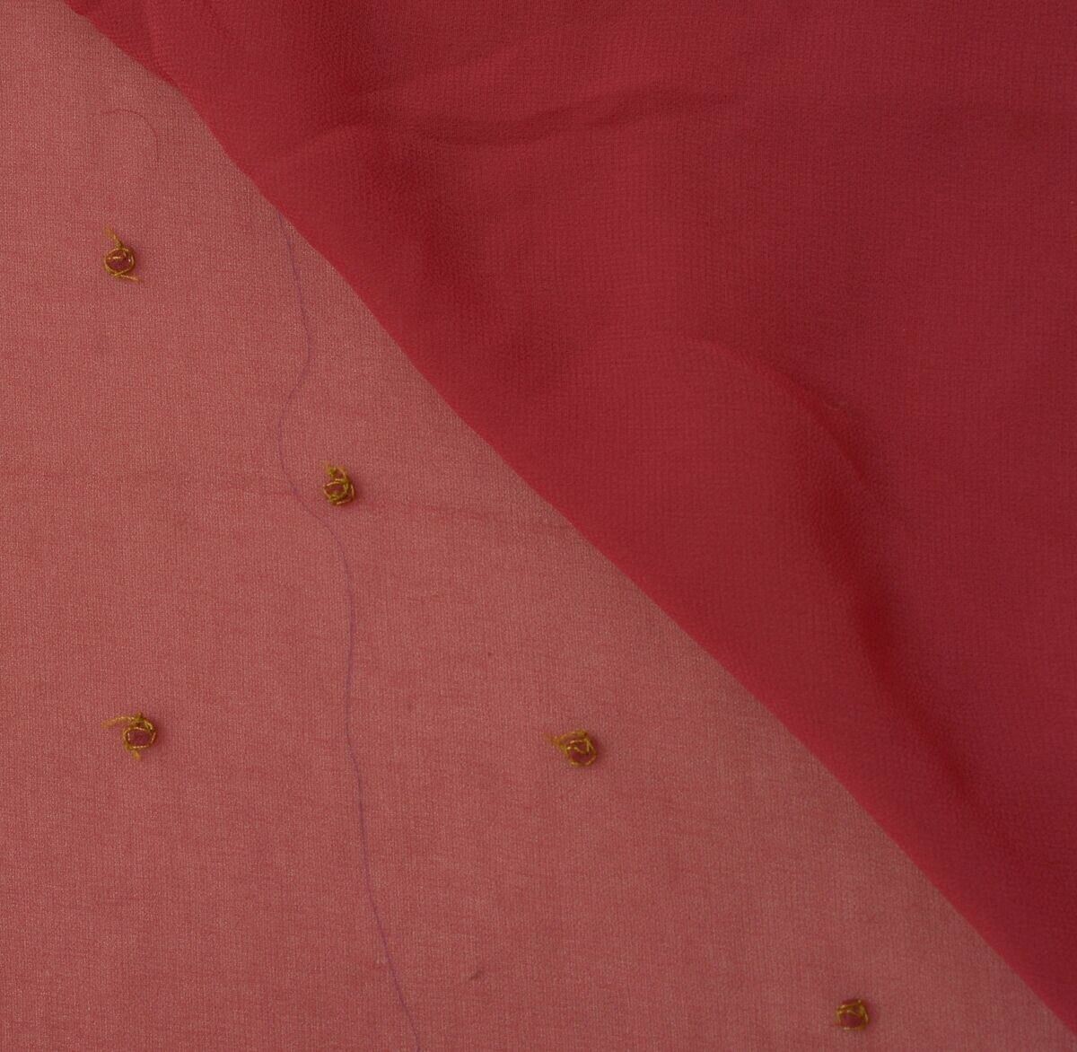 Blend Georgette Silk Magenta Vintage Sari Remnant Scrap Fabric for Sewing Craft
