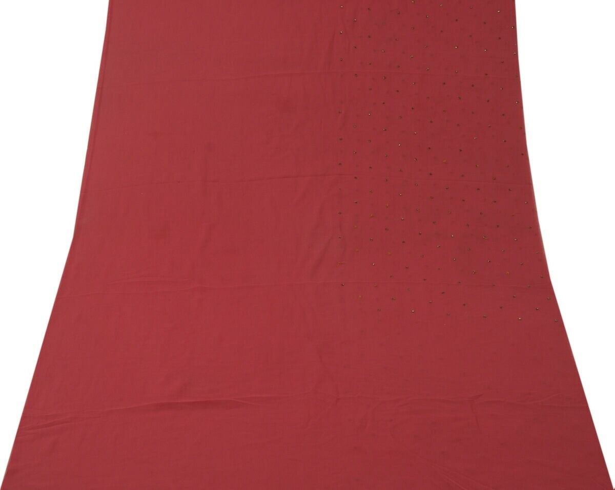 Blend Georgette Silk Magenta Vintage Sari Remnant Scrap Fabric for Sewing Craft