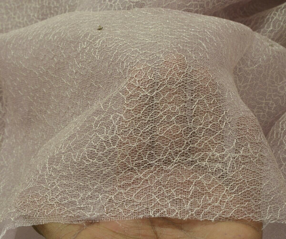 Vintage Sari Remnant Scrap Net Mesh Fabric for Sewing Craft Mauve Color