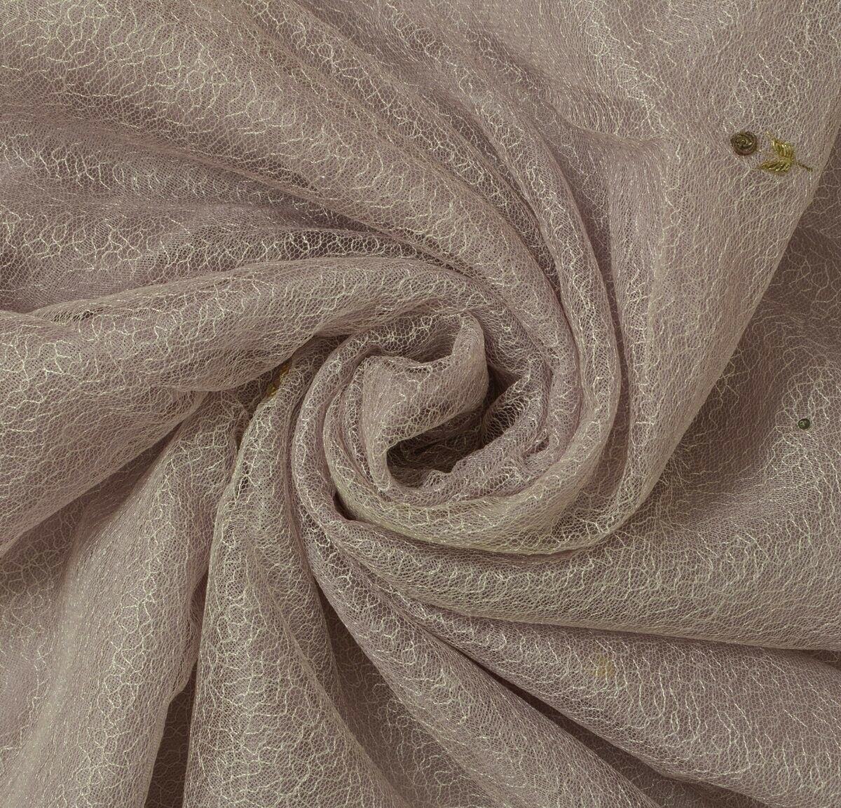 Vintage Sari Remnant Scrap Net Mesh Fabric for Sewing Craft Mauve Color