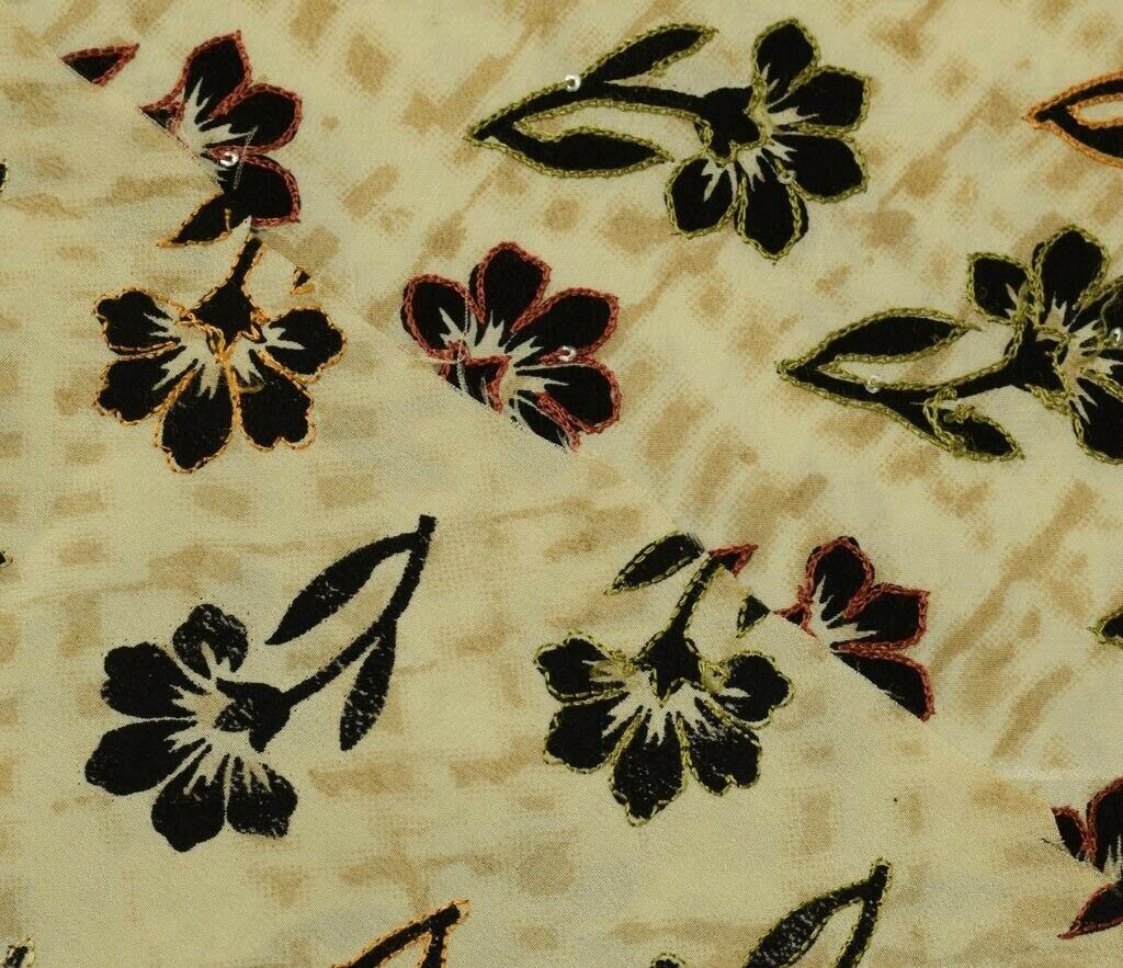 Vintage Saree Remnant Scrap Multi Purpose Printed Embroidered Craft Fabric
